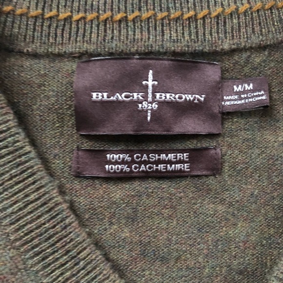 Men’s Black Brown Cashmere Sweater - Picture 2 of 4